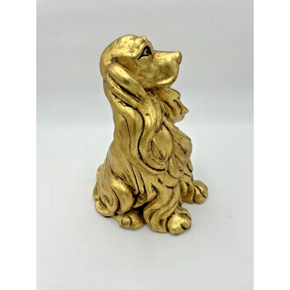Vtg MCM Kay Finch California Pottery 846 ‎ Gold Leaf  Large Cocker Spanial Dog